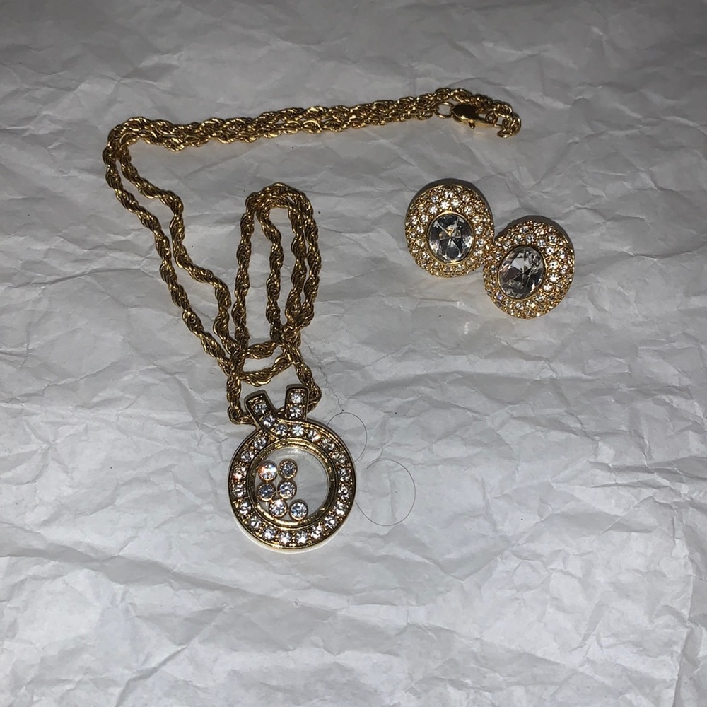 earrings and necklace
